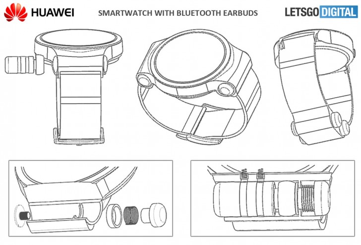 Huawei запатентовала умные часы с местом для хранения и зарядки беспроводной гарнитуры